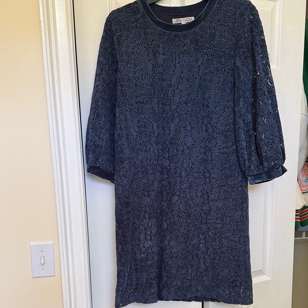 Joy Joy Deep Blue Velvet Lace Top